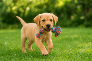 Kölyökkutya kertben