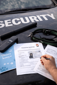 Kutyás vagyonőri munkához szükséges dokumentumok és engedélyek magyar nyelvű iratokkal