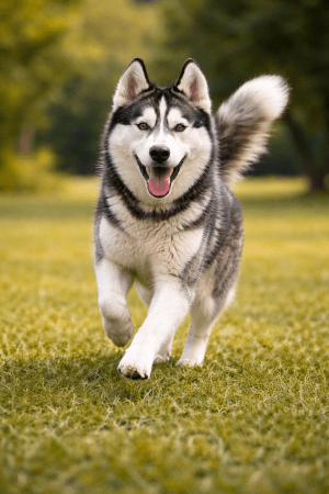 Szibériai husky aktív mozgás közben